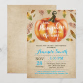 ボーイカボチャ秋ベビーシャワー招待状 素朴 招待状 (正面/裏面)