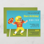 ボーイカラフルンフットボールバースデーパーティ招待状 招待状 (正面/裏面)