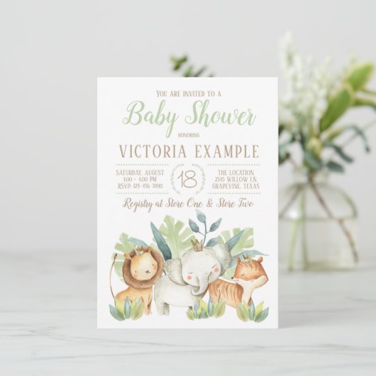 ボーイカワイサファリベビーシャワー招待状 招待状 (スタンド正面)