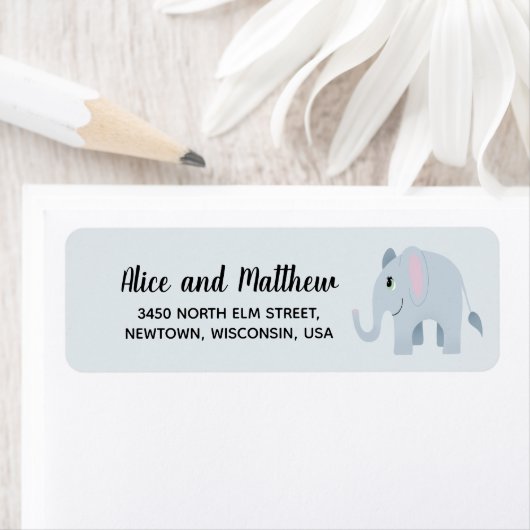 ボーイカワイゾウ赤ちゃんシャワー差出人住所 ラベル (インサイチュ)