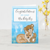 ボーイカードの新生児をお祝いします カード (黄色い花)