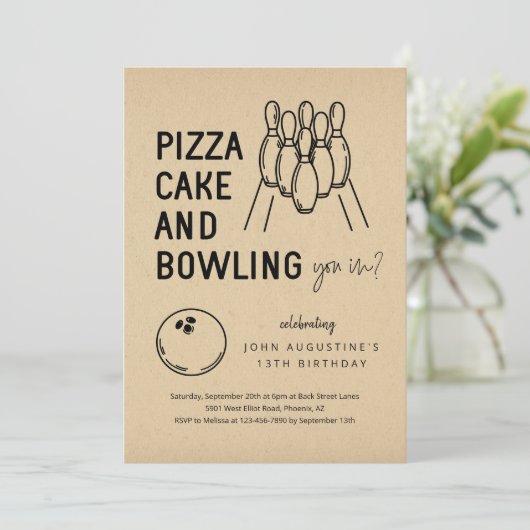 ボーイガールキ10代のッズボーリングパーティの招待状 招待状 (スタンド正面)