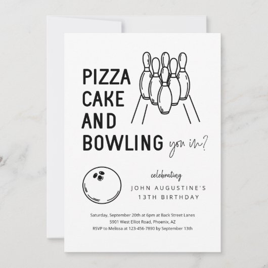 ボーイガールキ10代のッズボーリングパーティの招待状 招待状 (正面)