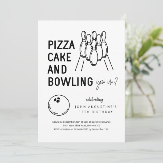 ボーイガールキ10代のッズボーリングパーティの招待状 招待状 (スタンド正面)