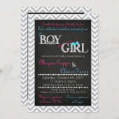 ボーイガールジョイントベビーシャワー招待状&ブックカード 招待状 (正面/裏面)