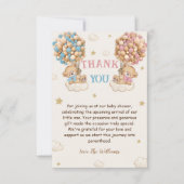 ボーイガールツインズシャワーパステルブルーベージュ サンキューカード (正面)