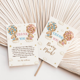 ボーイガールツインズシャワーパステルブルーベージュ サンキューカード