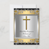 ボーイガールファースト聖体拝領シルバー金ゴールドスモール 招待状 (正面)