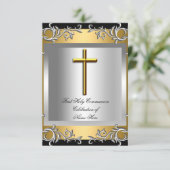 ボーイガールファースト聖体拝領シルバー金ゴールドスモール 招待状 (スタンド正面)