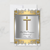 ボーイガールファースト聖体拝領シルバー金ゴールド 招待状 (正面)