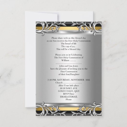 ボーイガールファースト聖体拝領シルバー金ゴールドSML 招待状 (裏面)