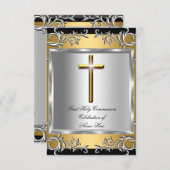 ボーイガールファースト聖体拝領シルバー金ゴールドSML 招待状 (正面/裏面)