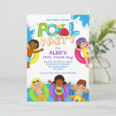 ボーイガールプールパーティー12th誕生日招待状 招待状 (スタンド正面)