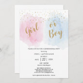 ボーイガールベビージェンダーリビール招待状 招待状 (正面/裏面)