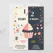 ボーイガール6ヶ月半年パーティー半年誕生日 招待状 (正面)