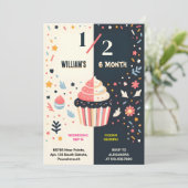 ボーイガール6ヶ月半年パーティー半年誕生日 招待状 (スタンド正面)