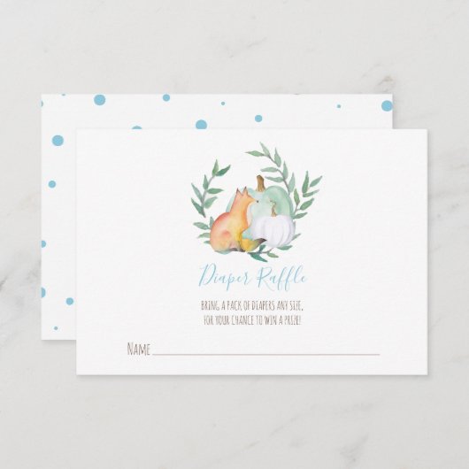 ボーイキツネカボチャおむつラッフルインサート 招待状 (正面/裏面)