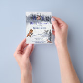 ボーイキツネベビーシャワーウィンターウッドランド招待状 チラシ (手)