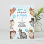 ボーイキャットポーティ動物誕生日 招待状 (スタンド正面)