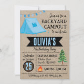ボーイキャンプアウト誕生日招待状バックヤードキャンプ 招待状 (正面)