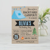 ボーイキャンプアウト誕生日招待状バックヤードキャンプ 招待状 (スタンド正面)