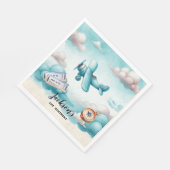 ボーイキュートブルーフライトトラベル子供の誕生日 カスタム スタンダードランチョンナプキン (角)