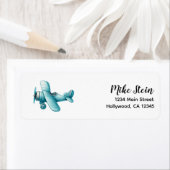 ボーイキュートブルーフライトトラベル子供の誕生日 カスタム ラベル (インサイチュ)