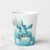 ボーイキュートブルーフライトトラベル子供の誕生日 カスタム 紙コップ (正面)