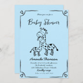 ボーイキリン手引き赤ちゃんシャワー 招待状 (正面/裏面)