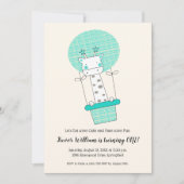 ボーイキリン熱気球の最初の誕生日パーティー 招待状 (正面)