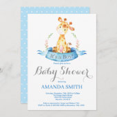 ボーイキリン赤ちゃんシャワー招待状ブルーとグレー 招待状 (正面/裏面)