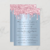 ボーイギルグリッタードリップスピンクブルーベビーシャワーラビット 招待状 (正面/裏面)