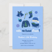 ボーイクリスマステーマ誕生日ホリデーブルークリスマス 招待状 (正面)