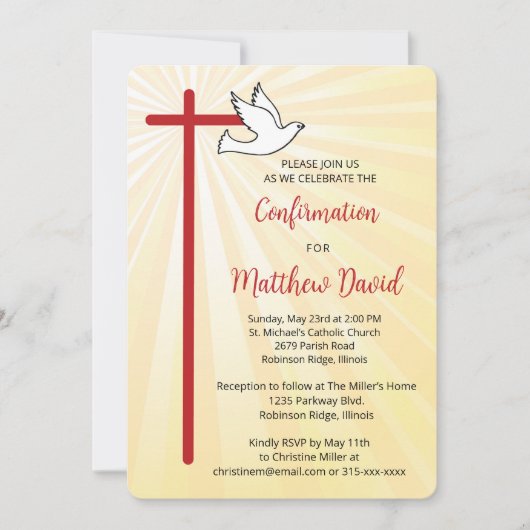 ボーイクロス鳩金ゴールドレイの確認 招待状 (正面)