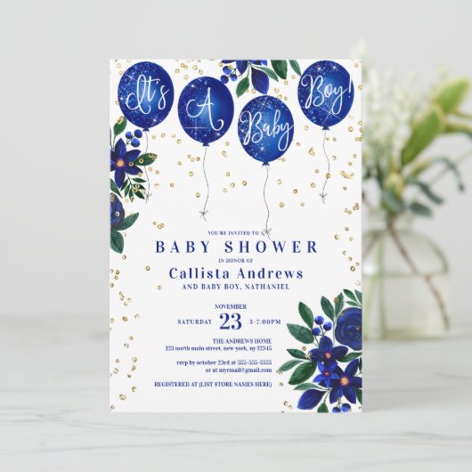 ボーイグリッター風船フローラシャワー 招待状 (スタンド正面)