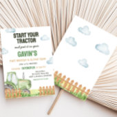 ボーイグリーントラクターバースデーパーティー 招待状