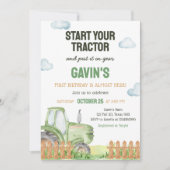 ボーイグリーントラクターバースデーパーティー 招待状 (正面)