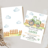 ボーイグリーントラクターファームバースデーパーティー 招待状