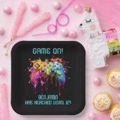 ボーイゲーマーティール（緑がかった色）ビデオゲームパーティー ペーパープレート (パーティー)