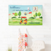 ボーイゴルフテーマ1st誕生日パーティーフォトバナー 横断幕 (インサイチュ)