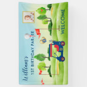 ボーイゴルフテーマ1st誕生日パーティー写真 横断幕 (縦)