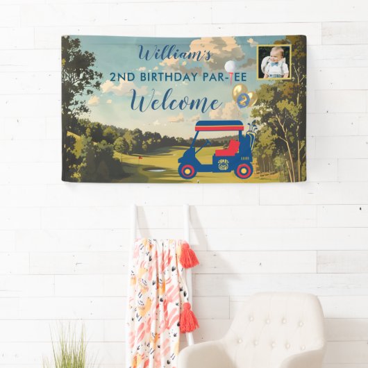 ボーイゴルフテーマ2nd誕生日パーティー写真 横断幕 (インサイチュ)