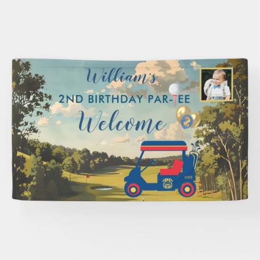 ボーイゴルフテーマ2nd誕生日パーティー写真 横断幕 (横)