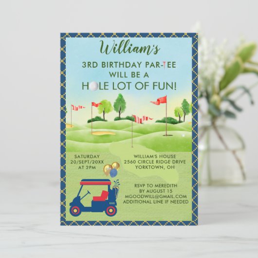 ボーイゴルフテーマ3rdバースデーパーティー 招待状 (スタンド正面)