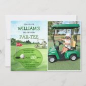 ボーイゴルフテーマ3rdバースデーパー – ティー写真 招待状 (正面)