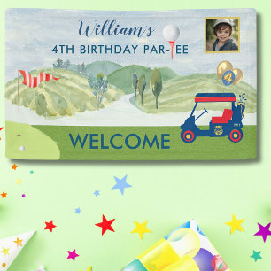 ボーイゴルフテーマ4th誕生日パーティーバナー 横断幕