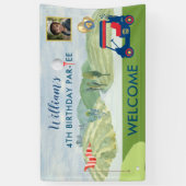 ボーイゴルフテーマ4th誕生日パーティーバナー 横断幕 (縦)