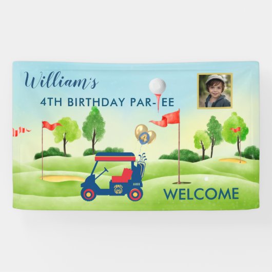 ボーイゴルフテーマ4th誕生日パーティーバナー 横断幕 (横)