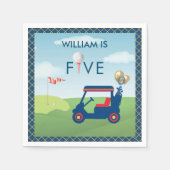 ボーイゴルフテーマ5thバースデーパーティナプキンス スタンダードカクテルナプキン (正面)