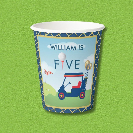 ボーイゴルフテーマ5thバースデーパーティー 紙コップ